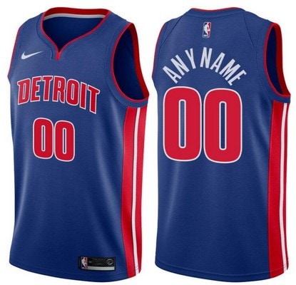 Detroit Pistons Custom Blue Icon Hot Press Jersey