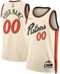 Detroit Pistons Custom Cream 2024 City Heat Press Jersey