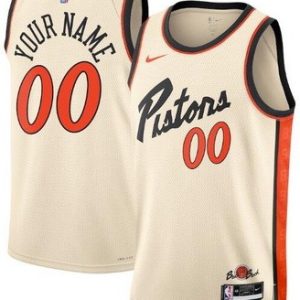 Detroit Pistons Custom Cream 2024 City Heat Press Jersey