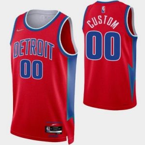 Detroit Pistons Custom Red Diamond 75th Icon Hot Press Jersey