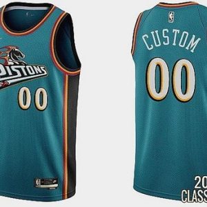 Detroit Pistons Custom Teal Classic Icon Hot Press Jersey