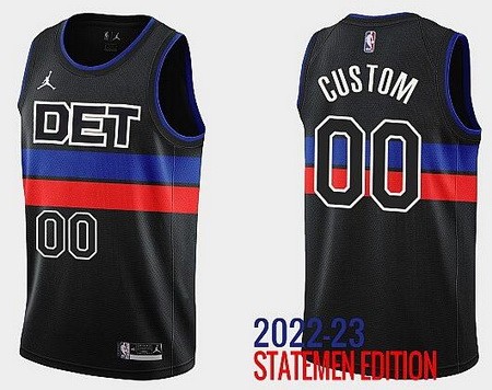 Detroit Pistons Customized Black 2022 Statement Icon Swingman Jersey