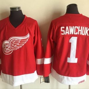 Detroit Red Wings #1 Terry Sawchuk Red Throwback Jersey