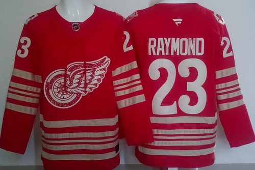 Detroit Red Wings #23 Lucas Raymond Red Centennial Authentic Jersey