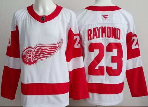 Detroit Red Wings #23 Lucas Raymond White Authentic Jersey