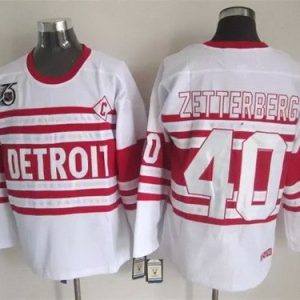 Detroit Red Wings #40 Henrik Zetterberg White 75th Retro Jersey