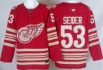 Detroit Red Wings #53 Moritz Seider Red Centennial Authentic Jersey