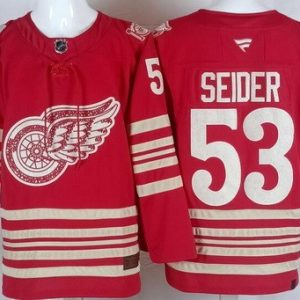 Detroit Red Wings #53 Moritz Seider Red Centennial Authentic Jersey