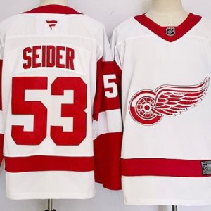 Detroit Red Wings #53 Moritz Seider White Authentic Jersey