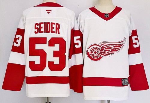 Detroit Red Wings #53 Moritz Seider White Authentic Jersey