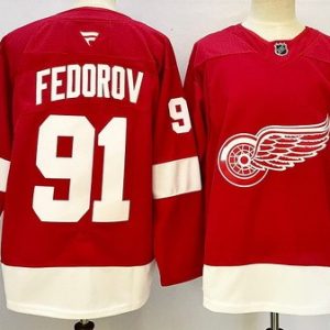 Detroit Red Wings #91 Sergei Fedorov Red Authentic Jersey