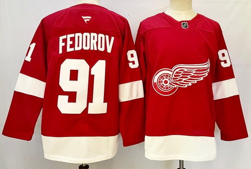 Detroit Red Wings #91 Sergei Fedorov Red Authentic Jersey