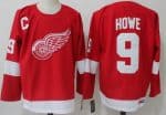 Detroit Red Wings #9 Gordie Howe Red Throwback Jersey