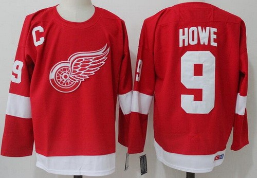 Detroit Red Wings #9 Gordie Howe Red Throwback Jersey