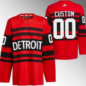 Detroit Red Wings Customized Red Black 2022 Reverse Retro Authentic Jersey