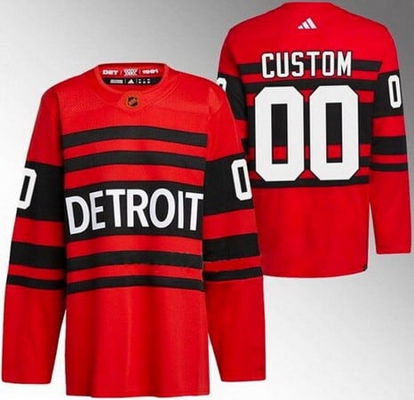 Detroit Red Wings Customized Red Black 2022 Reverse Retro Authentic Jersey
