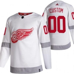 Detroit Red Wings Customized White 2021 Reverse Retro Authentic Jersey