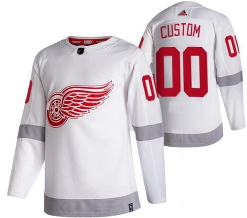 Detroit Red Wings Customized White 2021 Reverse Retro Authentic Jersey