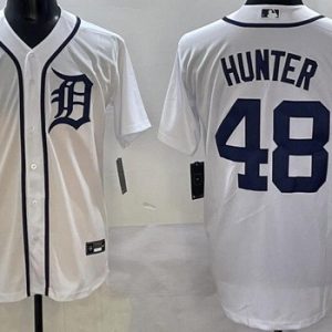 Detroit Tigers #48 Torii Hunter White Cool Base Jersey