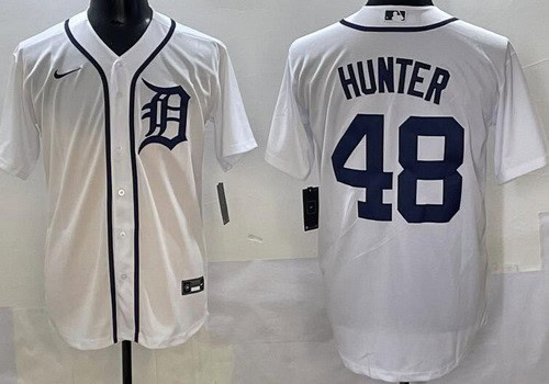 Detroit Tigers #48 Torii Hunter White Cool Base Jersey