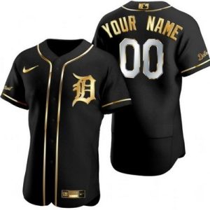 Detroit Tigers Customized Black Gold Authentic Jersey