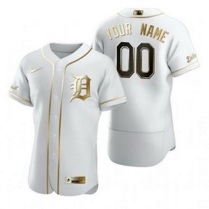 Detroit Tigers Customized White Gold 2020 FlexBase Jersey