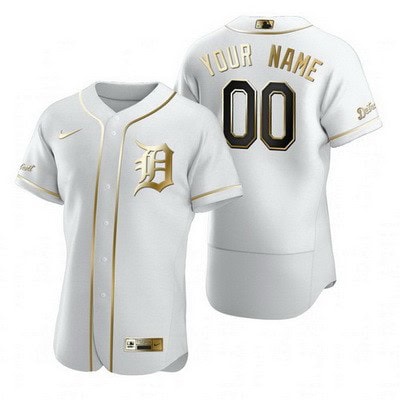 Detroit Tigers Customized White Gold 2020 FlexBase Jersey