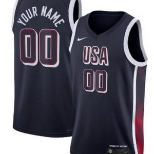 Dream 16 USA Custom Navy 2024 Heat Press Basketball Jersey