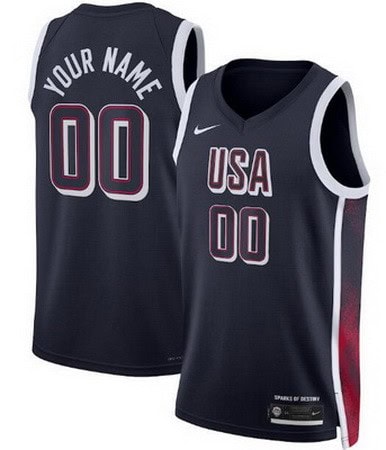 Dream 16 USA Custom Navy 2024 Heat Press Basketball Jersey
