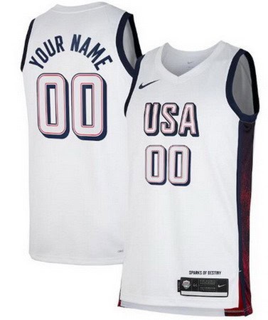 Dream 16 USA Custom White 2024 Heat Press Basketball Jersey