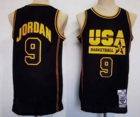 Dream 1 USA #9 Michael Jordan Black Gold Swingman Jersey