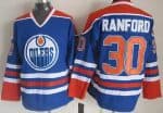 Edmonton Oilers #30 Bill Ranford Blue Throwback Jersey