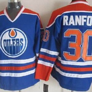 Edmonton Oilers #30 Bill Ranford Blue Throwback Jersey