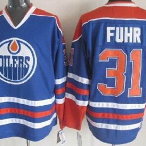 Edmonton Oilers #31 Grant Fuhr Blue Throwback Jersey