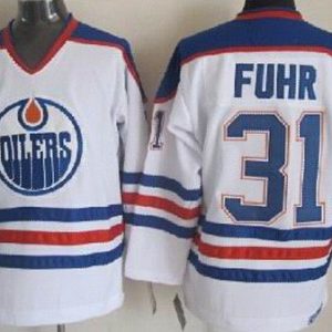 Edmonton Oilers #31 Grant Fuhr White Throwback Jersey