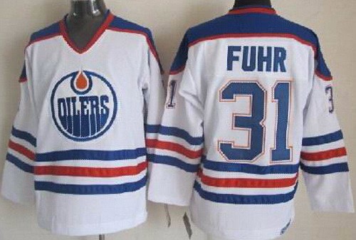 Edmonton Oilers #31 Grant Fuhr White Throwback Jersey