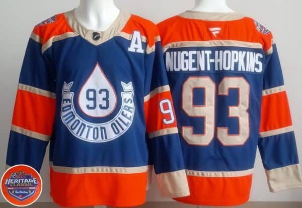 Edmonton Oilers #93 Ryan Nugent Hopkins Blue 2023 Heritage Classic Authentic Jersey