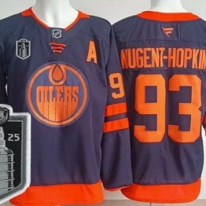 Edmonton Oilers #93 Ryan Nugent Hopkins Navy 2025 Stanley Cup Final 2 Authentic Jersey