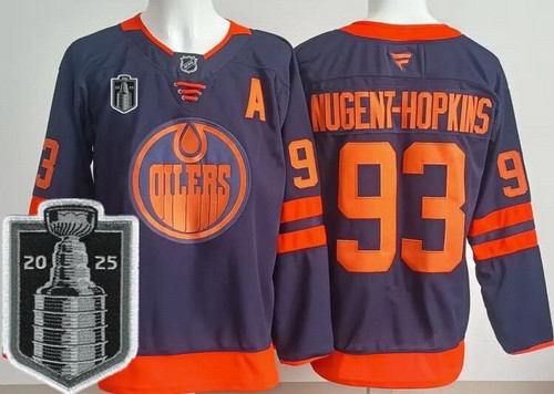 Edmonton Oilers #93 Ryan Nugent Hopkins Navy 2025 Stanley Cup Final 2 Authentic Jersey