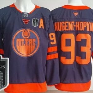 Edmonton Oilers #93 Ryan Nugent Hopkins Navy 2025 Stanley Cup Final Authentic Jersey