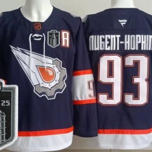 Edmonton Oilers #93 Ryan Nugent Hopkins Navy Alternate 2025 Stanley Cup Final Authentic Jersey