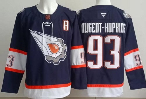 Edmonton Oilers #93 Ryan Nugent Hopkins Navy Alternate Authentic Jersey
