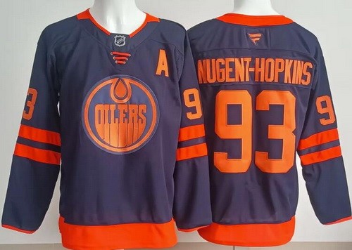 Edmonton Oilers #93 Ryan Nugent Hopkins Navy Authentic Jersey