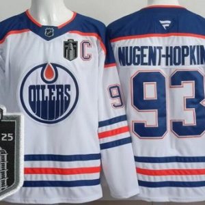 Edmonton Oilers #93 Ryan Nugent Hopkins White 2025 Stanley Cup Final Authentic Jersey