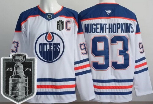 Edmonton Oilers #93 Ryan Nugent Hopkins White 2025 Stanley Cup Final Authentic Jersey