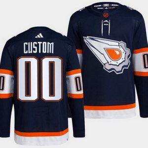 Edmonton Oilers Customized Navy 2022 Reverse Retro Authentic Jersey