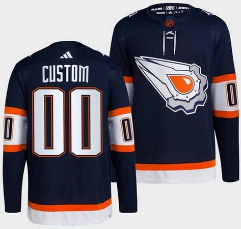 Edmonton Oilers Customized Navy 2022 Reverse Retro Authentic Jersey