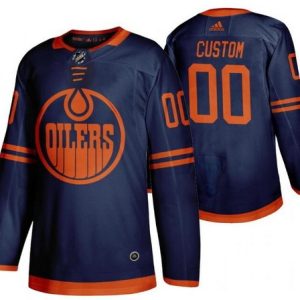 Edmonton Oilers Customized Navy Alternate Authentic Jersey