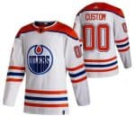 Edmonton Oilers Customized White 2021 Reverse Retro Authentic Jersey