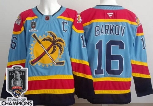 Florida Panthers #16 Aleksander Barkov Blue 2025 Stanley Cup Champions Authentic Jersey